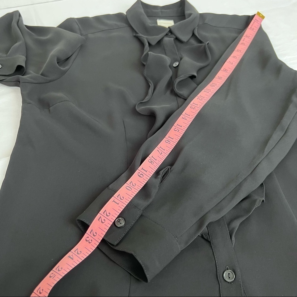 Chico’s Black Long Sleeve Ruffle Button Down Blouse. Size 1 - Picture 12 of 13